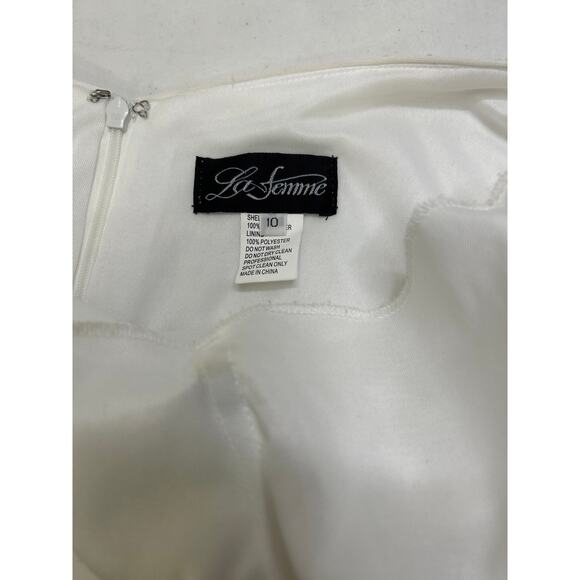 La Femme One-Shoulder Long Sequin Prom Dress 29962 in White Size 10. NWOT - Picture 9 of 10